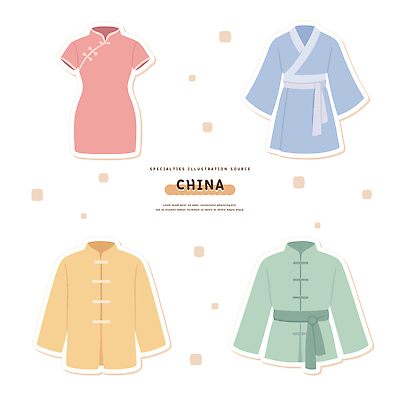 전통 디자인 옷 패션 아시아 문화 예술 컬러 일러스트 중국 실크 섬유 특징 스타일 국내일러스트 AI파일 나라 직물 파일형식 벡터