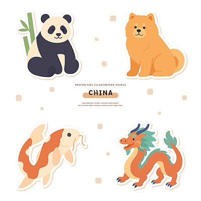 동물 캐릭터 전통 디자인 문화 예술 컬러 일러스트 생명 그래픽 귀여움 중국 용 표현 강아지 판다 그림 서식지 국내일러스트 AI파일 아시아 컨셉 곰 반려동물 개 파일형식 벡터