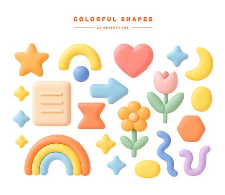 모양 PSD 편집이미지 디자인 꽃 별 컬러 무지개 조형물 다양 달 하트 튜브 창의력 편집3D 자연요소 식물 다수 미술 3D 파일형식