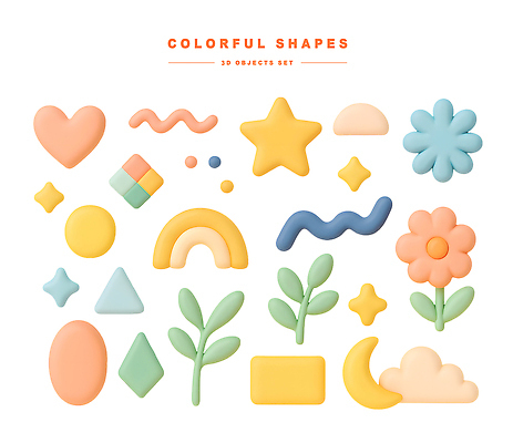PSD 구름 편집이미지 디자인 꽃 별 컬러 무지개 탁자 형상 장식 하트 기하학 편집3D 자연요소 모양 식물 가구 무늬 3D 파일형식