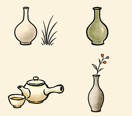 모양 PSD 식물 편집이미지 전통 디자인 예술 한국 추석 꽃병 항아리 도자기 차 뷰티풀 색감 정물화 이미지편집 명절 꽃 아시아 음료 그림 파일형식