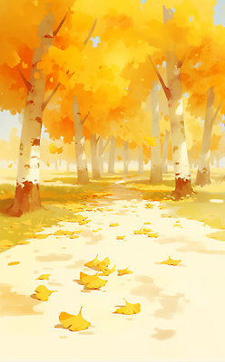 JPG 사계절 길 여유 컬러 단풍 일러스트 자연 풍경 햇빛 노란색 평화 고요 산책 가을 숲 나무길 샛길 차분 국내일러스트 AI일러스트 AI콘텐츠 계절 감정 컨셉 잎 휴식 태양 생태계 파일형식