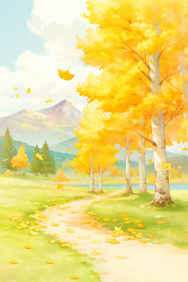 JPG 나무 길 여행 단풍 잎 일러스트 자연 바람 휴식 산 풍경 햇빛 노란색 고요 가을 숲 흐림 뷰티풀 국내일러스트 AI일러스트 AI콘텐츠 자연요소 식물 계절 컬러 컨셉 날씨 태양 생태계 파일형식