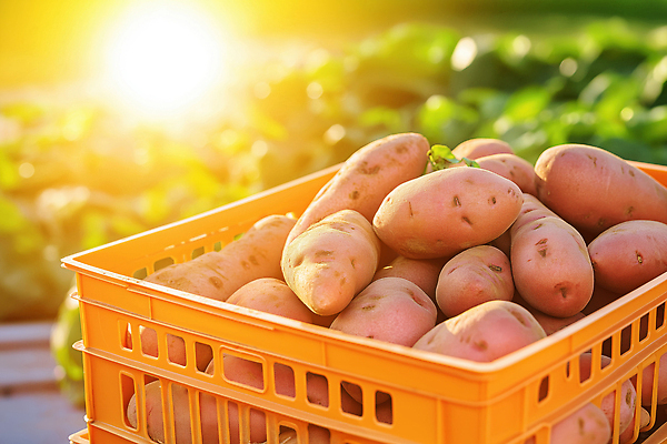 JPG 식물 편집이미지 계절 농업 채소 자연 조명 농작물 햇빛 농장 바구니 수확 시골 신선 제조 고구마 편집실사 AI포토 AI콘텐츠 산업 뿌리채소 태양 CG 생태계 파일형식