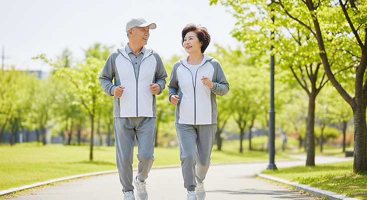 JPG 나무 편집이미지 부부 공원 행복 자연 건강 대화 여름 노후 운동복 조깅 운동 햇빛 노부부 산책로 즐거움 의료성형뷰티 편집실사 AI인물포토 AI콘텐츠 식물 커플 옷 계절 공공시설 감정 길 말하기 태양 CG 생태계 파일형식 AI포토