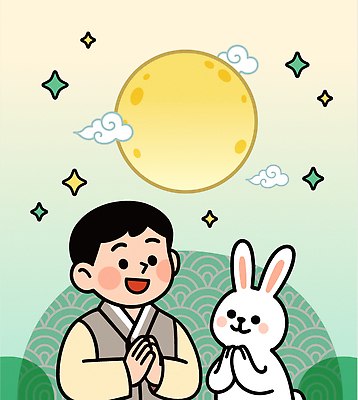 구름 캐릭터 전통 명절 행복 감정 일러스트 자연 하늘 한국 풍경 소년 빛 추석 귀여움 보름달 달 기도 토끼 소원 국내일러스트 AI파일 자연요소 기념일 남자 아시아 어린이 컨셉 포유류 반려동물 생태계 파일형식 벡터