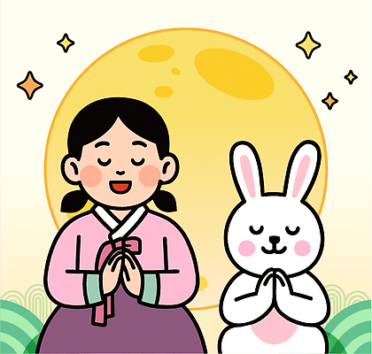 전통 행복 문화 일러스트 자연 한국 따뜻함 소녀 평화 추석 귀여움 축제 기도 기운 토끼 한복 달빛 신성 조화 순간 국내일러스트 AI파일 한국전통 여자 명절 감정 아시아 어린이 컨셉 포유류 반려동물 달 전통의상 생태계 파일형식 벡터