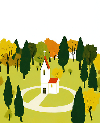 JPG 나무 컬러 여행 단풍 일러스트 자연 풍경 일상 초록색 여름 교회 촬영 고요 산책 가을 흰색 숲 조화 풍경화 국내일러스트 AI일러스트 AI콘텐츠 식물 계절 잎 종교건축 휴식 건물 라이프 그림 생태계 파일형식
