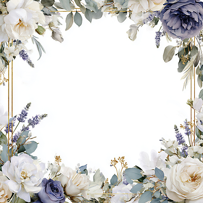 JPG 식물 디자인 꽃 예술 컬러 꽃다발 일러스트 자연 결혼식 프레임 장식 파란색 보라색 흰색 오브젝트 화사함 조화 뷰티풀 베이비샤워 국내일러스트 AI일러스트 AI콘텐츠 결혼 컨셉 이벤트 생태계 파일형식