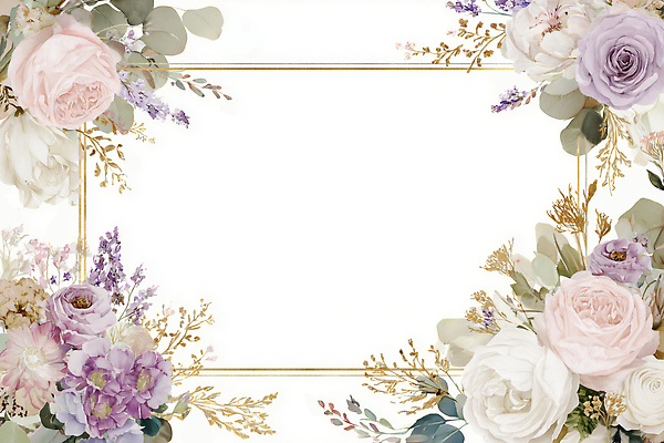 JPG 식물 디자인 꽃 예술 컬러 꽃다발 백그라운드 일러스트 결혼식 수채화 프레임 장식 장미 우아함 모던 초대장 파스텔 뷰티풀 스타일 국내일러스트 AI일러스트 AI콘텐츠 카드프레임 결혼 컨셉 학용품 카드_감사 파일형식
