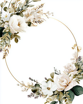 JPG 디자인 꽃 백그라운드 잎 일러스트 자연 장식 초록색 금색 흰색 원형 우아함 심플 조화 베이직 뷰티풀 국내일러스트 AI일러스트 AI콘텐츠 도형 식물 컬러 컨셉 생태계 파일형식