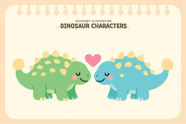 캐릭터 디자인 두마리 일러스트 표정 사랑 초록색 파란색 친구 귀여움 공룡 이미지 덩어리 아기자기 일러캐릭터 AI파일 감정 컬러 컨셉 2 관계 파충류 파일형식 벡터