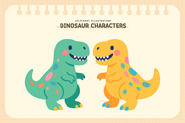 동물 캐릭터 디자인 컬러 일러스트 생물 초록색 친구 노란색 귀여움 디지털 공룡 소통 맛있는 일러캐릭터 AI파일 컨셉 관계 파충류 파일형식 벡터