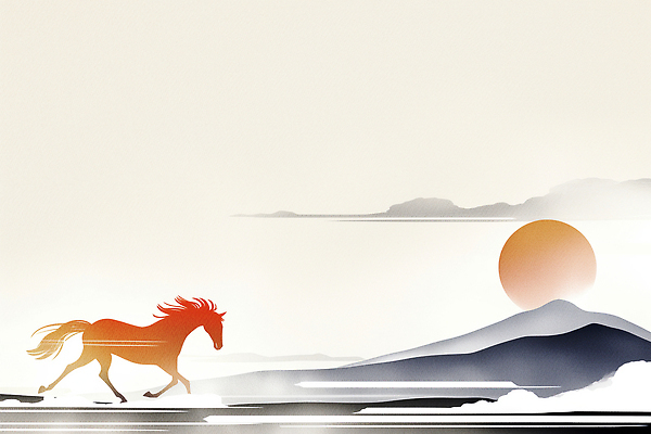 JPG 동물 실루엣 예술 일러스트 자연 아침 산 풍경 라이프 달리기 햇빛 태양 평화 일출 고요 자유 말_동물 그림 뷰티풀 국내일러스트 병오년 AI일러스트 AI콘텐츠 주간 자연요소 컨셉 포유류 모션 촬영기법 생활 노을 생태계 파일형식 2026년