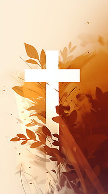 JPG 식물 기독교 종교 예술 상징 백그라운드 십자가 잎 일러스트 자연 그래픽 평화 믿음 주황색 희망 신성 조화 뷰티풀 현상 국내일러스트 AI일러스트 AI콘텐츠 감정 컬러 컨셉 생태계 파일형식