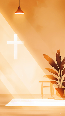 JPG 식물 종교 화초 십자가 의자 일러스트 전구 조명 실내 그림자 풍경 햇빛 공간 방 흰색 기독교인 편안함 심플 국내일러스트 AI일러스트 AI콘텐츠 기독교 컬러 가구 내부 태양 감각 파일형식