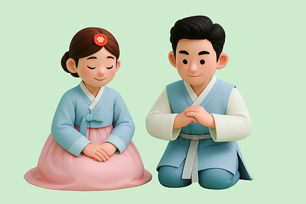 PSD 편집이미지 캐릭터 전통 옷 여자 남자 문화 한국 추석 예절 인사 한복 소통 존경 편집3D 한국전통 명절 아시아 컨셉 사람 3D 전통의상 파일형식