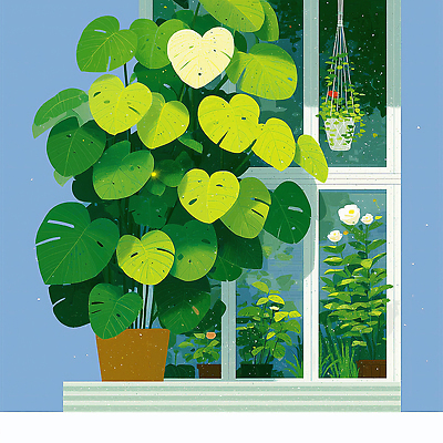 JPG 식물 디자인 화분 잎 일러스트 자연 집안 건강 장식 초록색 인테리어 햇빛 환경 공간 하트 창가 싱그러움 국내일러스트 AI일러스트 AI콘텐츠 모양 컬러 창문 실내 태양 생태계 파일형식