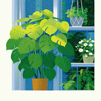 JPG 식물 화분 화초 잎 일러스트 창문 자연 실내 풍경 초록색 파란색 인테리어 햇빛 성장 창가 식물원 다육식물 뷰티풀 국내일러스트 AI일러스트 AI콘텐츠 디자인 컬러 내부 태양 생태계 파일형식