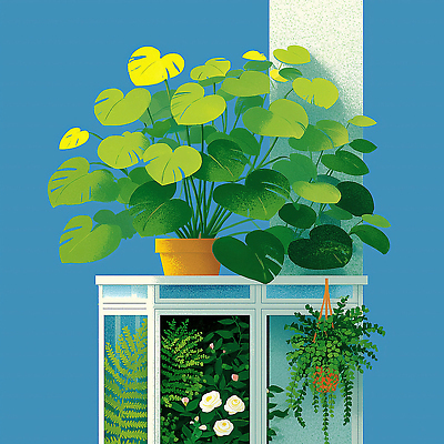 JPG 식물 화초 컬러 일러스트 자연 실내 초록색 인테리어 햇빛 정원 공간 분위기 편안함 창가 원예 힐링 장식장 생동감 공기정화식물 차분 국내일러스트 AI일러스트 AI콘텐츠 디자인 가구 컨셉 창문 취미 내부 태양 감각 생태계 파일형식