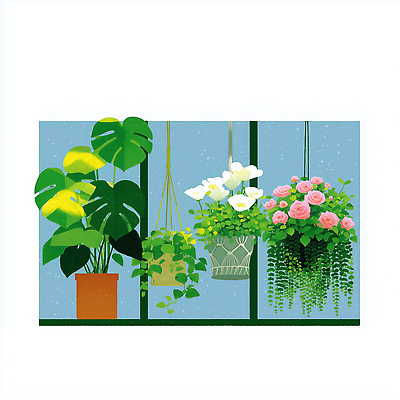 JPG 식물 꽃 화분 화초 잎 일러스트 자연 휴식 풍경 장식 초록색 인테리어 햇빛 발코니 공기정화 뷰티풀 국내일러스트 AI일러스트 AI콘텐츠 디자인 컬러 컨셉 태양 생태계 정화 파일형식