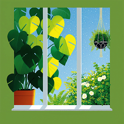 JPG 식물 그릇 화분 화초 일러스트 창문 자연 하늘 나뭇잎 실내 풍경 잔디 초록색 여름 햇빛 안식처 국내일러스트 AI일러스트 AI콘텐츠 식기 계절 컬러 잎 휴식 내부 태양 생태계 파일형식