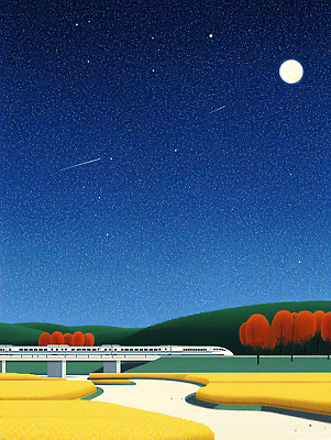 JPG 나무 별 여행 이동 일러스트 자연 밤하늘 하늘 조명 풍경 초원 여름 강 고요 기차 달 도시 밤 뷰티풀 국내일러스트 AI일러스트 AI콘텐츠 자연요소 식물 계절 육상교통 컨셉 대중교통 견과류 야간 생태계 파일형식