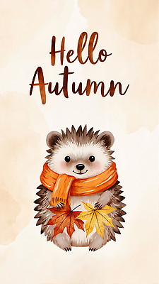 JPG 동물 캐릭터 행복 컬러 백그라운드 단풍 일러스트 자연 나뭇잎 따뜻함 표정 그래픽 귀여움 스카프 가을 그리기 그림 고슴도치 손에든 국내일러스트 AI일러스트 AI콘텐츠 계절 감정 컨셉 잎 포유류 모션 목도리 생태계 파일형식