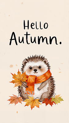 JPG 동물 디자인 계절 감정 컬러 일러스트 자연 나뭇잎 따뜻함 풍경 귀여움 스카프 가을 그림 생태계 서식지 고슴도치 국내일러스트 AI일러스트 AI콘텐츠 컨셉 잎 포유류 목도리 파일형식