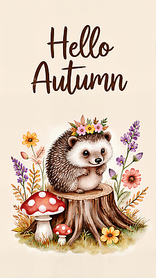 JPG 나무 식물 동물 계절 꽃 일러스트 자연 풍경 귀여움 버섯 가을 포근함 신비 생태계 나무밑둥 조화 고슴도치 뷰티풀 색감 국내일러스트 AI일러스트 AI콘텐츠 컨셉 포유류 감각 파일형식