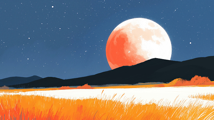 JPG 별 컬러 야경 일러스트 자연 하늘 산 풍경 빨간색 평화 고요 흰색 밤 땅 그림 지평선 땅속 국내일러스트 AI일러스트 AI콘텐츠 자연요소 컨셉 견과류 야간 생태계 파일형식 풍경_경치