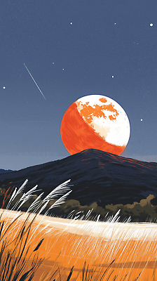 JPG 별 예술 컬러 일러스트 자연 하늘 바람 산 풍경 초원 맑음 고요 일몰 촉촉함 대기 저녁 그림 조화 접착풀 풍경화 국내일러스트 AI일러스트 AI콘텐츠 자연요소 날씨 문구용품 노을 젖음 풀_접착제 야간 생태계 파일형식