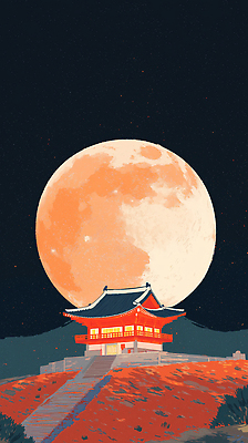 JPG 건축 문화 여행 야경 일러스트 자연 밤하늘 하늘 한국 풍경 홈페이지 보름달 달빛 조화 뷰티풀 국내일러스트 AI일러스트 AI콘텐츠 아시아 달 야간 생태계 파일형식 풍경_경치