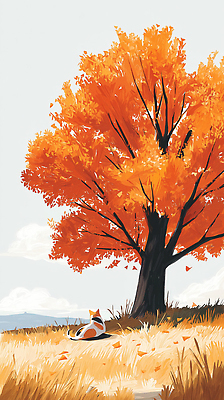 JPG 나무 동물 여유 이동 단풍 일러스트 자연 바람 휴식 수채화 풍경 초원 야외 햇빛 주황색 고양이 가을 편안함 조용 국내일러스트 AI일러스트 AI콘텐츠 자연요소 식물 계절 감정 컬러 컨셉 잎 포유류 날씨 반려동물 태양 감각 생태계 파일형식