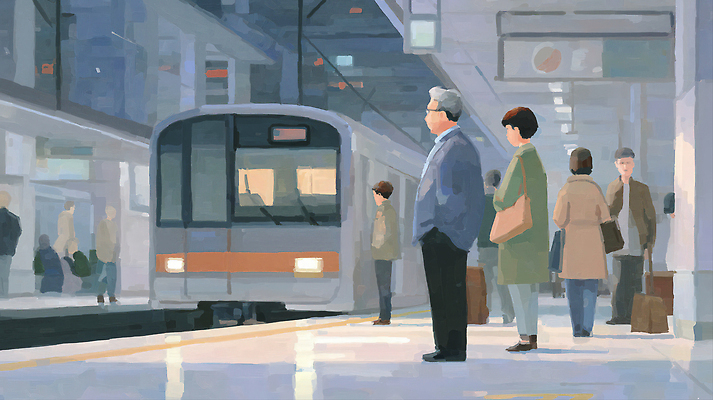 JPG 여행 교통 이동 일러스트 아침 대중교통 여러명 일상 희망 고요 기차 대기 도시 전철 역 플랫폼 출발 다람쥐 승객 소음 통행 국내일러스트 AI일러스트 AI콘텐츠 주간 감정 육상교통 교통수단 다수 컨셉 교통시설 사람 라이프 소리 설치류 파일형식