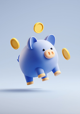 JPG 편집이미지 디자인 상징 장식 금융 파란색 동전 저축 저금통 금색 재정 편집3D AI컴퓨터그래픽 AI콘텐츠 컬러 돈 경제 3D 파일형식