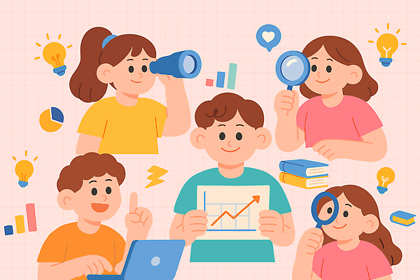 학생 일러스트 커뮤니케이션 그래프 협력 아이디어 실험 학습 자료 정보 도구 발표 그룹 토론 분석 노력 창의성 프로젝트 국내일러스트 AI파일 교육 컨셉 파일형식 벡터