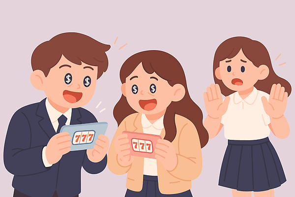 감정 생각 일러스트 대화 웃음 금융 친구 희망 놀람 기쁨 축하 우승 행운 결합 즐거움 확인 긍정적 복권 도박중독 사이버도박 국내일러스트 AI파일 컨셉 관계 표정 말하기 경제 최고 도박 중독 파일형식 벡터