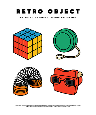 디자인 일러스트 취미 그래픽 세트 컬러풀 전시 추억 즐거움 오브젝트 그림 복고 아이템 3D안경 색감 요요 국내일러스트 AI파일 감정 안경 컬러 컨셉 파일형식 벡터