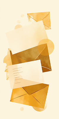 JPG 모양 디자인 감정 컬러 백그라운드 일러스트 봉투 수채화 따뜻함 그래픽 혼합 편지 모던 그림 겹침 세련 국내일러스트 AI일러스트 AI콘텐츠 파일형식