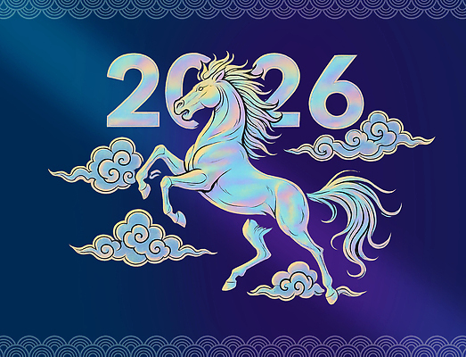 PSD 구름 전통 디자인 기념일 예술 상징 컬러 패턴 일러스트 미래 희망 놀람 표현 말_동물 화려 우아함 동양적 백마 생동감 자개 창의성 2026년 국내일러스트 병오년 자연요소 감정 컨셉 무늬 포유류 표정 이벤트 연도 전통공예 파일형식