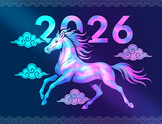 PSD 동물 구름 전통 디자인 행복 예술 상징 컬러 백그라운드 일러스트 새해 창조 달리기 축제 희망 말_동물 화려 변화 시작 자개 2026년 국내일러스트 병오년 자연요소 감정 컨셉 포유류 모션 연도 전통공예 파일형식