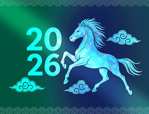 PSD 동물 구름 전통 디자인 문화 예술 상징 컬러 백그라운드 일러스트 기념 창조 그래픽 파란색 희망 말_동물 시작 이미지 자개 2026년 국내일러스트 병오년 자연요소 감정 포유류 연도 전통공예 파일형식