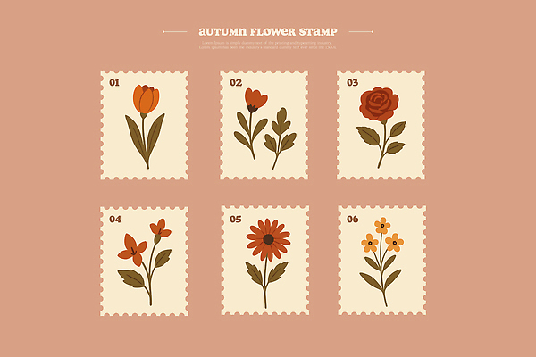 모양 식물 디자인 꽃 예술 컬러 패턴 일러스트 자연 장식 가을 보석 배열 오브젝트 우표 창의성 창작 국내일러스트 AI파일 계절 무늬 광석 생태계 파일형식 벡터