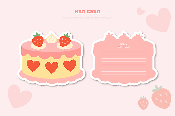 디자인 기념일 분홍색 일러스트 도안 딸기 선물 사랑 이벤트 장식 친구 파티 귀여움 케이크 축하 생일 크림 팬시 국내일러스트 AI파일 카드프레임 감정 컬러 컨셉 과일 관계 디저트 프레임 파일형식 벡터