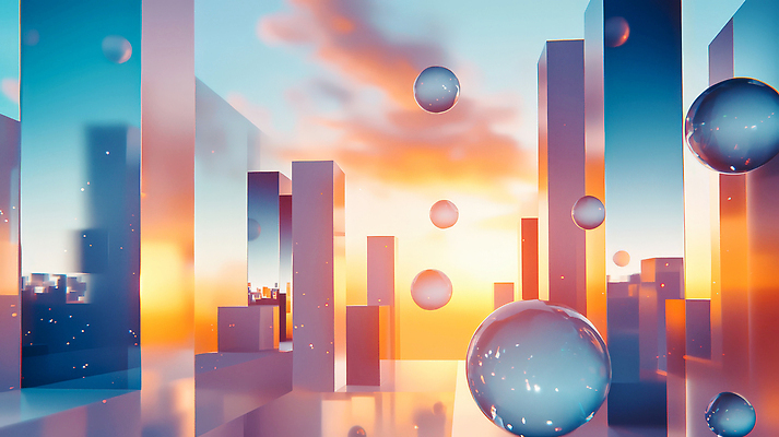 JPG 모양 구름 편집이미지 하늘색 유리 풍경 반사 거품 공간 도시 구조물 저녁 모던 뷰티풀 이미지편집 AI컴퓨터그래픽 AI콘텐츠 자연요소 건축 재질 파란색 야간 파일형식