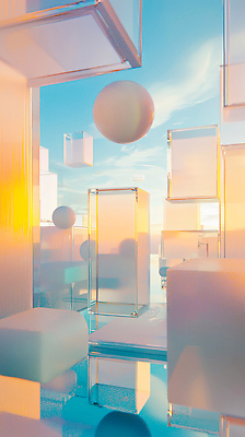 JPG 편집이미지 디자인 예술 컬러 유리 조명 실내 풍경 공중 노을 원형 투명 구조물 오브젝트 모던 이미지편집 AI컴퓨터그래픽 AI콘텐츠 자연요소 도형 건축 재질 내부 파일형식