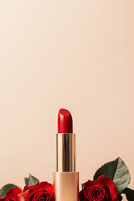 JPG 편집이미지 여자 패션 꽃 컬러 장식 빨간색 뷰티 장미 촬영 화장품 립스틱 뷰티풀 스타일 세련 디테일 편집실사 AI포토 AI콘텐츠 식물 사람 CG 파일형식