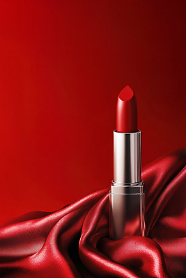 JPG 편집이미지 여자 조명 빨간색 화장 뷰티 촬영 화장품 립스틱 상품 실크 배열 광택 패브릭 스타일 편집실사 AI포토 AI콘텐츠 컬러 사람 직물 CG 파일형식