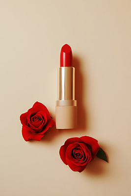 JPG 편집이미지 여자 패션 컬러 백그라운드 빨간색 화장 뷰티 장미 촬영 화장품 립스틱 우아함 오브젝트 스타일 편집실사 AI포토 AI콘텐츠 꽃 컨셉 사람 CG 파일형식